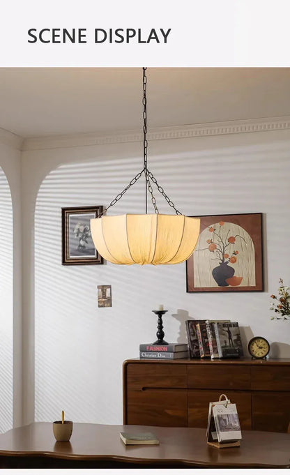Verthara Premium Wabi-Sabi Fabric Chain Pendant Chandelier
