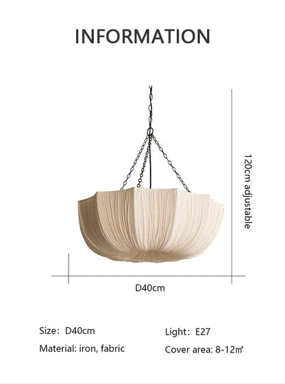 Verthara Premium Wabi-Sabi Fabric Chain Pendant Chandelier