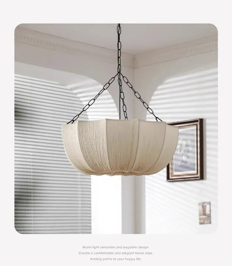 Verthara Premium Wabi-Sabi Fabric Chain Pendant Chandelier