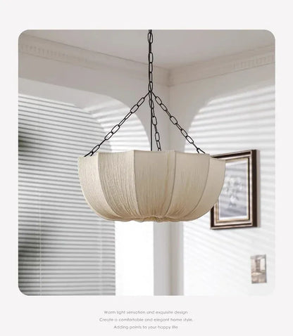 Verthara Premium Wabi-Sabi Fabric Chain Pendant Chandelier