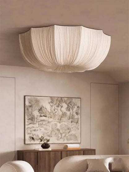 Verthara Premium Wabi-Sabi Fabric Round Flush Ceiling Light