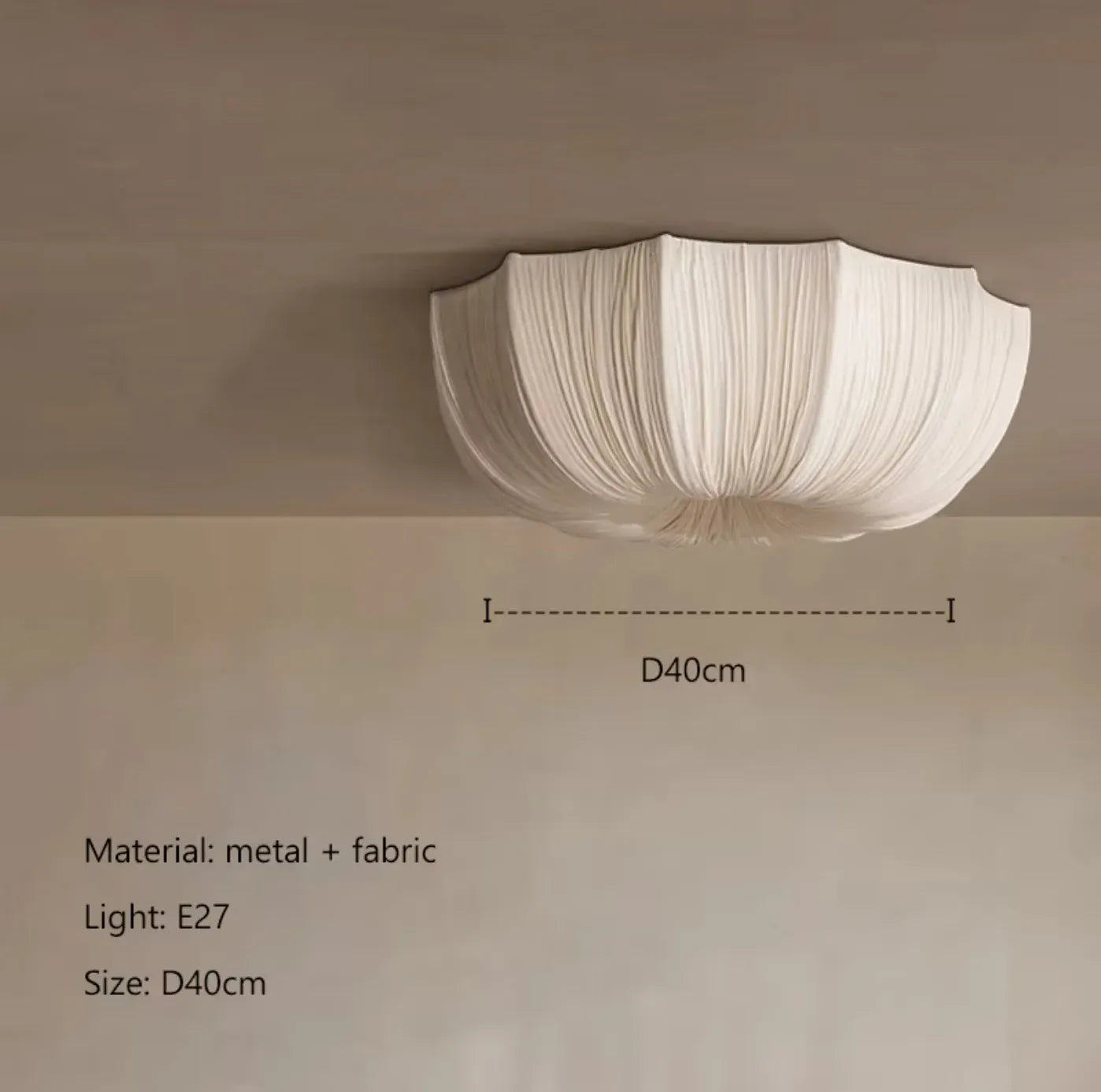 Verthara Premium Wabi-Sabi Fabric Round Flush Ceiling Light D40cm / Color A