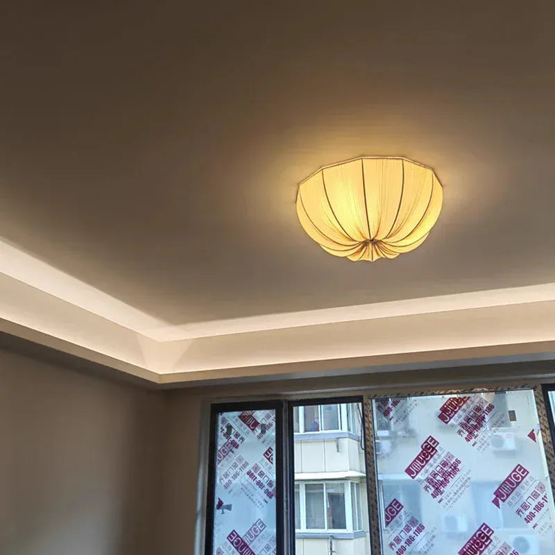 Verthara Premium Wabi-Sabi Fabric Round Flush Ceiling Light