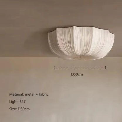 Verthara Premium Wabi-Sabi Fabric Round Flush Ceiling Light D50cm / Color A