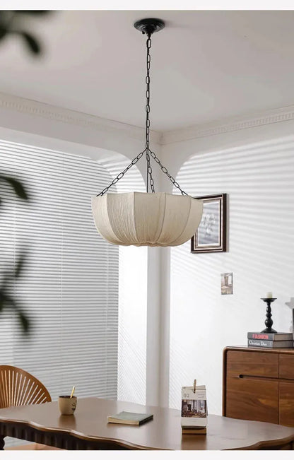 Verthara Premium Wabi-Sabi Fabric Round Flush Ceiling Light