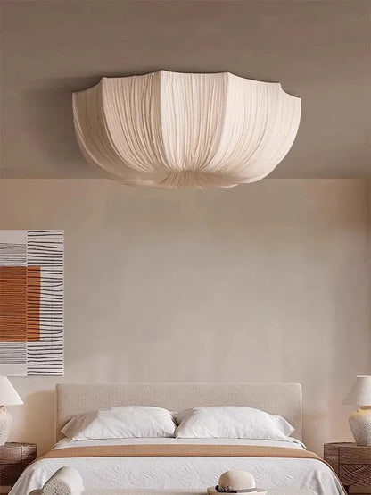 Verthara Premium Wabi-Sabi Fabric Round Flush Ceiling Light
