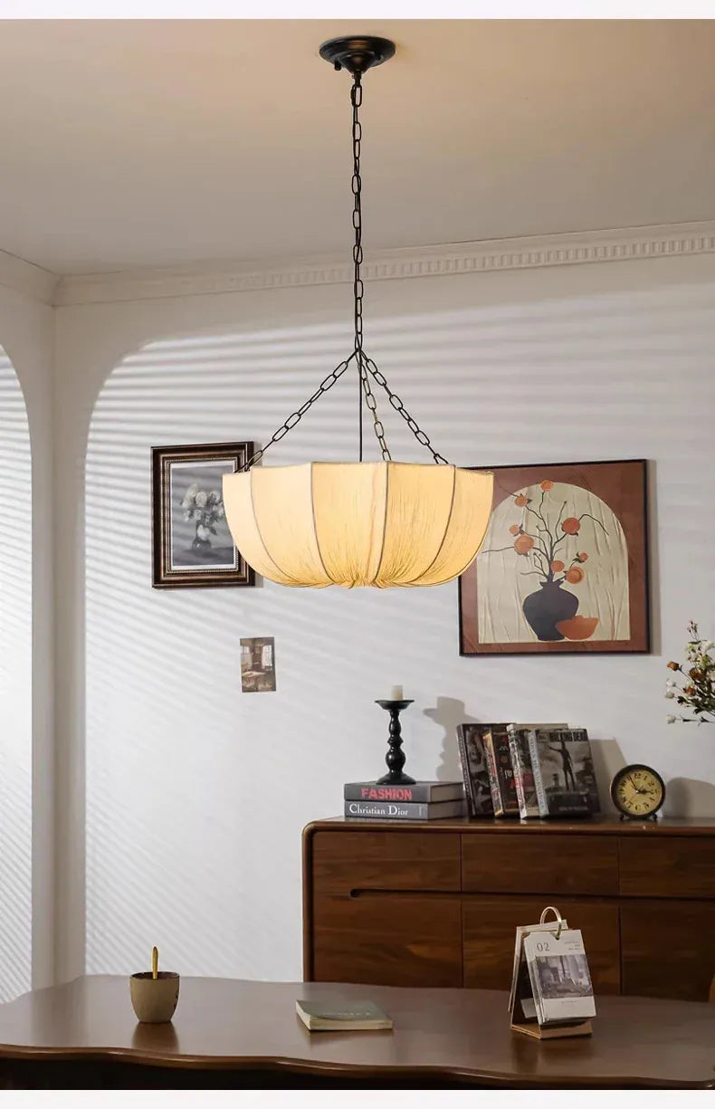 Verthara Premium Wabi-Sabi Fabric Round Flush Ceiling Light