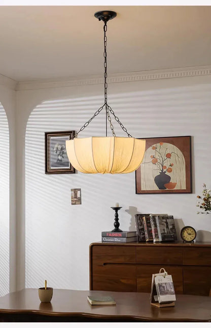 Verthara Premium Wabi-Sabi Fabric Round Flush Ceiling Light