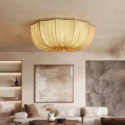 Verthara Premium Wabi-Sabi Fabric Round Flush Ceiling Light