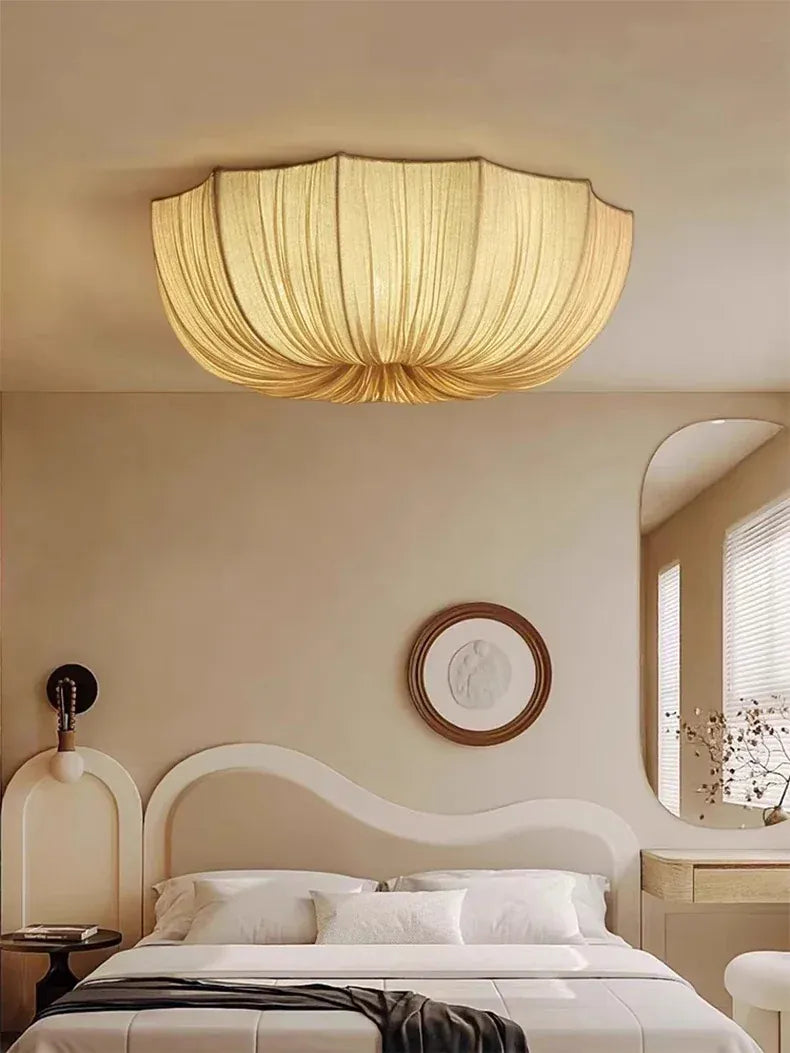 Verthara Premium Wabi-Sabi Fabric Round Flush Ceiling Light