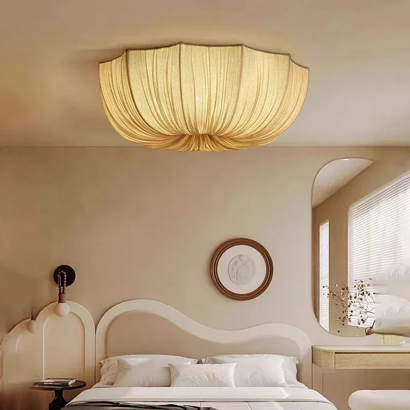 Verthara Premium Wabi-Sabi Fabric Round Flush Ceiling Light