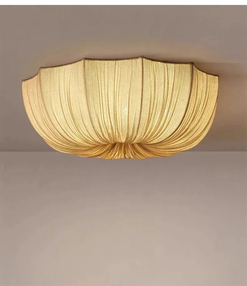 Verthara Premium Wabi-Sabi Fabric Round Flush Ceiling Light