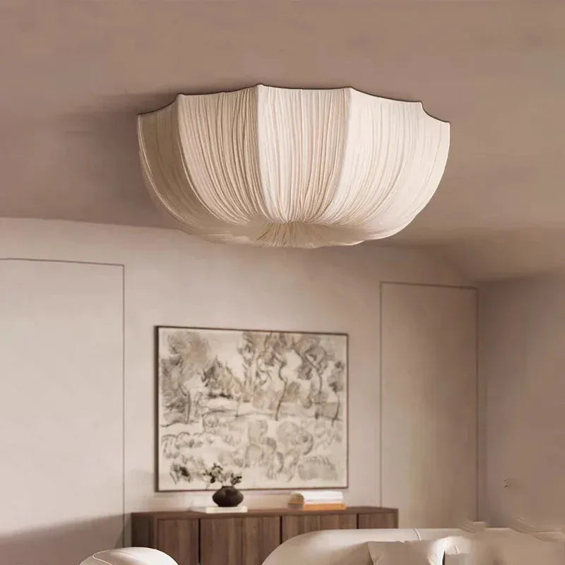 Verthara Premium Wabi-Sabi Fabric Round Flush Ceiling Light