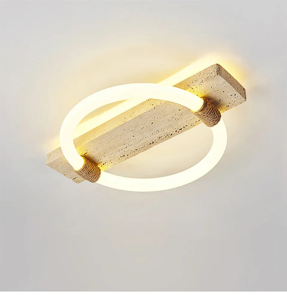 Verthara Premium Wabi-Sabi Natural Stone Round Ceiling Light L40cmx30cm