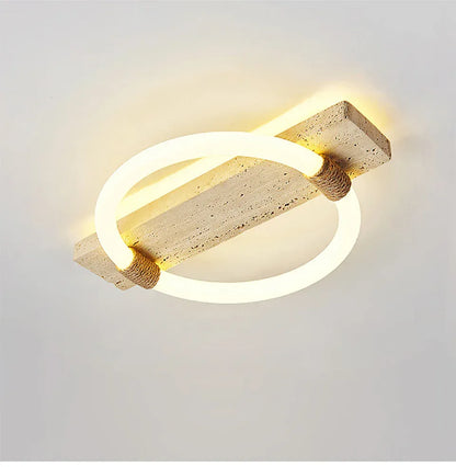 Verthara Premium Wabi-Sabi Natural Stone Round Ceiling Light L40cmx30cm