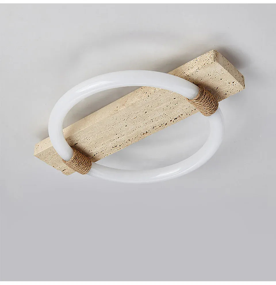 Verthara Premium Wabi-Sabi Natural Stone Round Ceiling Light L40cmx30cm