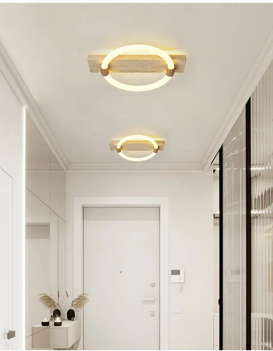 Verthara Premium Wabi-Sabi Natural Stone Round Ceiling Light L40cmx30cm