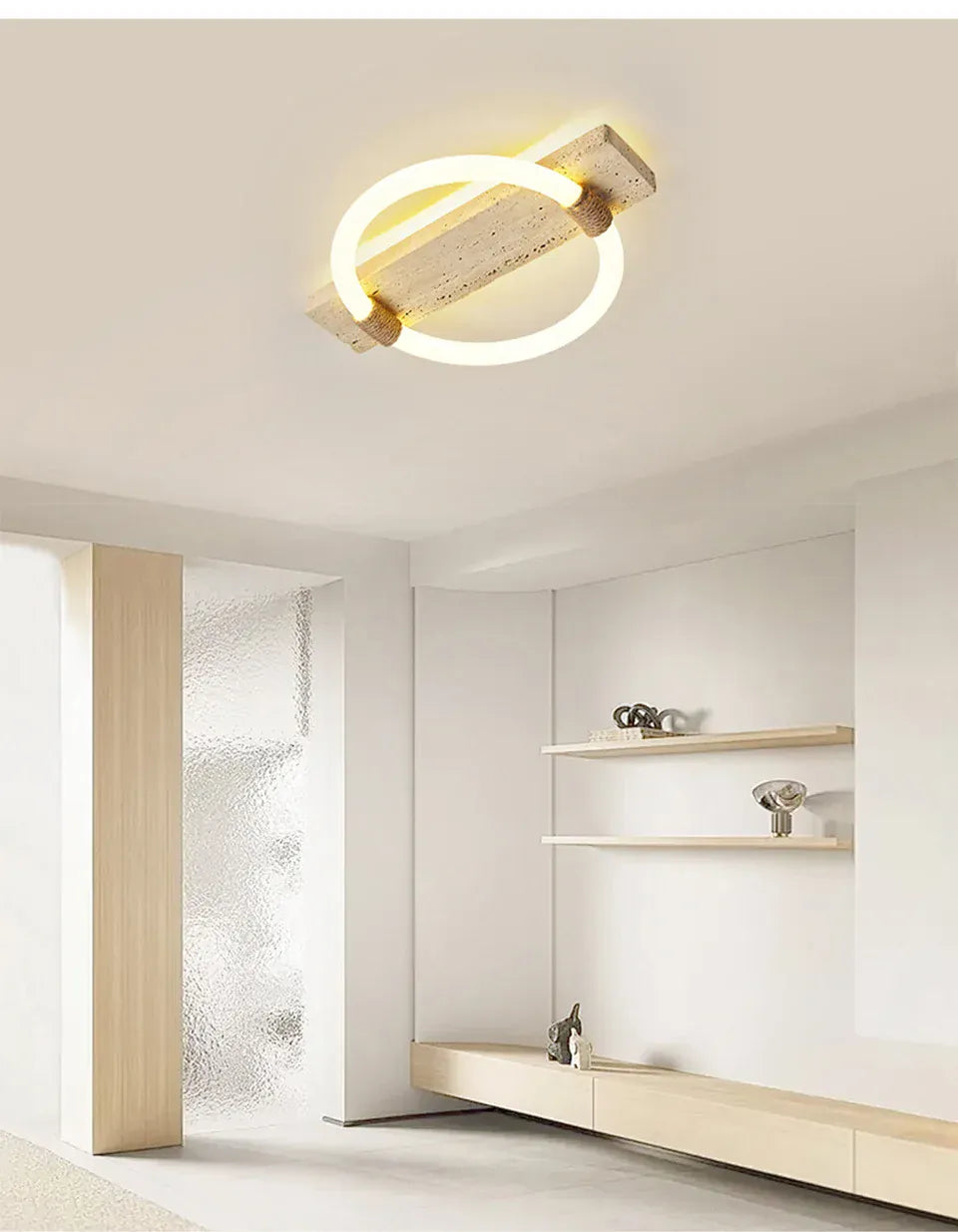 Verthara Premium Wabi-Sabi Natural Stone Round Ceiling Light L40cmx30cm