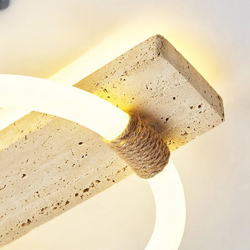 Verthara Premium Wabi-Sabi Natural Stone Round Ceiling Light L40cmx30cm