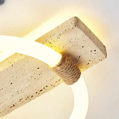 Verthara Premium Wabi-Sabi Natural Stone Round Ceiling Light L40cmx30cm