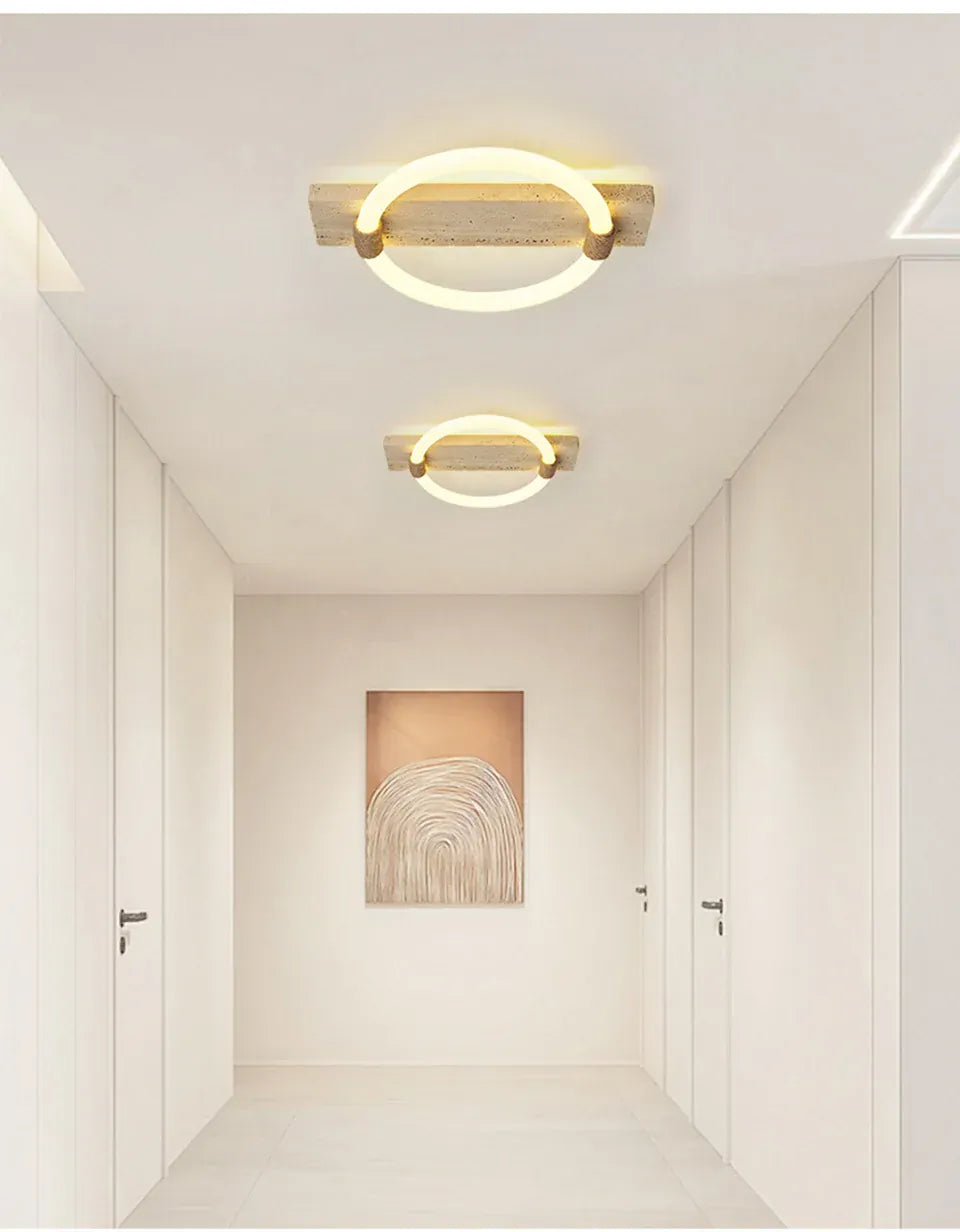 Verthara Premium Wabi-Sabi Natural Stone Round Ceiling Light L40cmx30cm