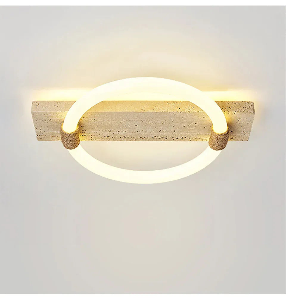 Verthara Premium Wabi-Sabi Natural Stone Round Ceiling Light L40cmx30cm