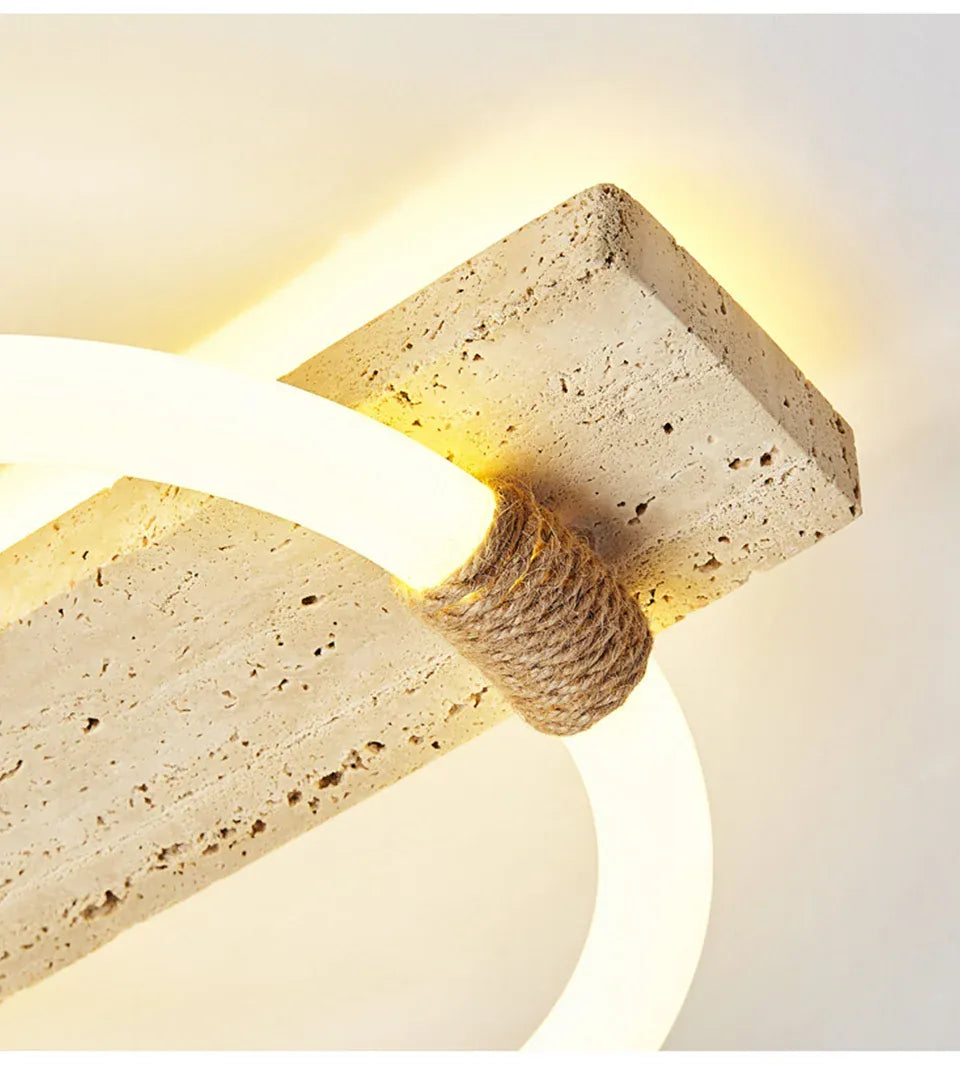 Verthara Premium Wabi-Sabi Natural Stone Round Ceiling Light L40cmx30cm