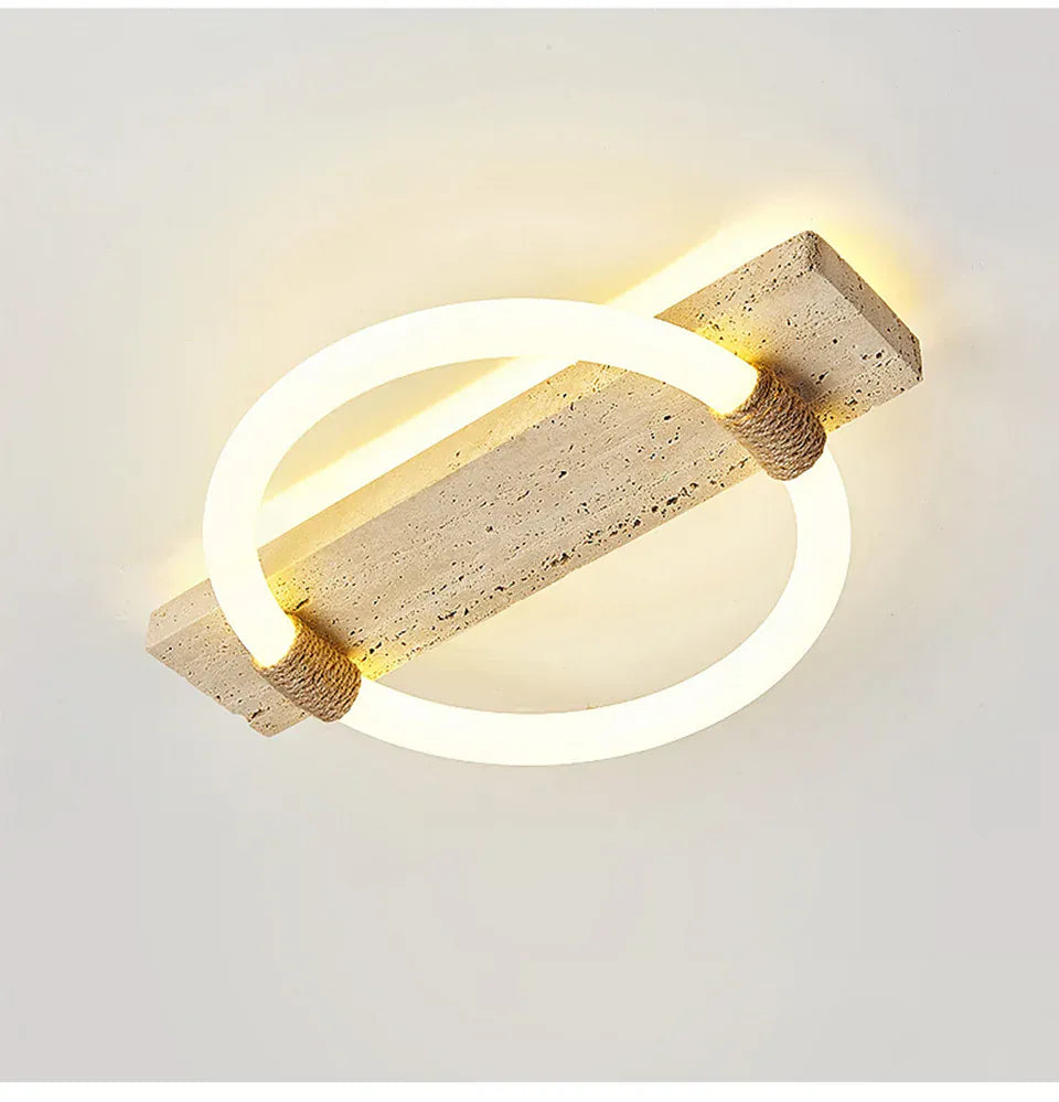 Verthara Premium Wabi-Sabi Natural Stone Round Ceiling Light L40cmx30cm