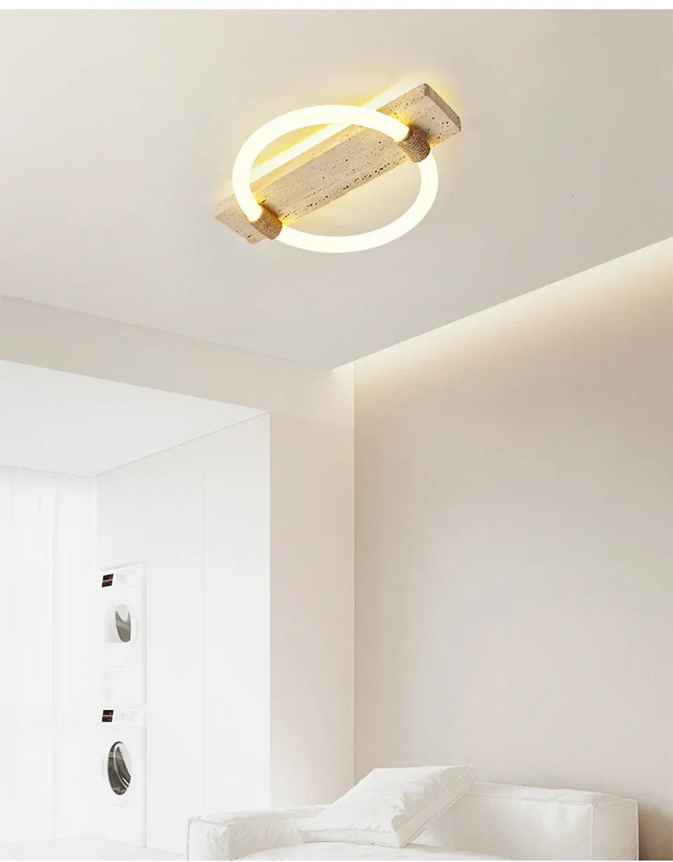 Verthara Premium Wabi-Sabi Natural Stone Round Ceiling Light L40cmx30cm