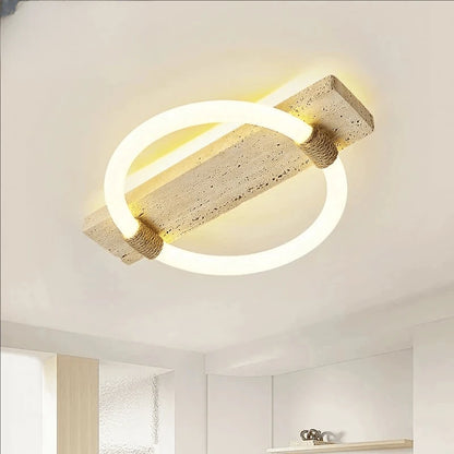 Verthara Premium Wabi-Sabi Natural Stone Round Ceiling Light L40cmx30cm