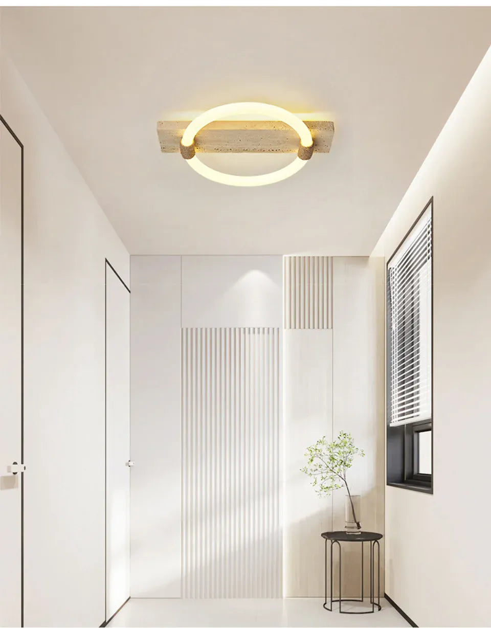 Verthara Premium Wabi-Sabi Natural Stone Round Ceiling Light L40cmx30cm