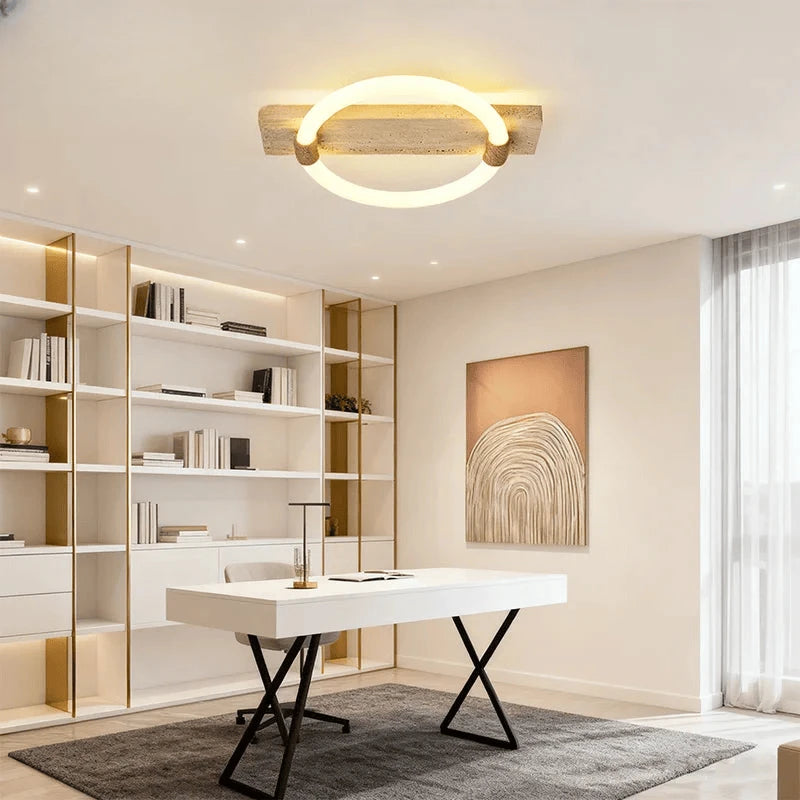 Verthara Premium Wabi-Sabi Natural Stone Round Ceiling Light L40cmx30cm