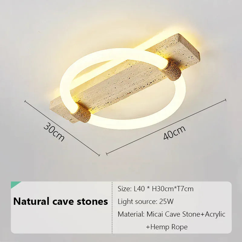 Verthara Premium Wabi-Sabi Natural Stone Round Ceiling Light L40cmx30cm