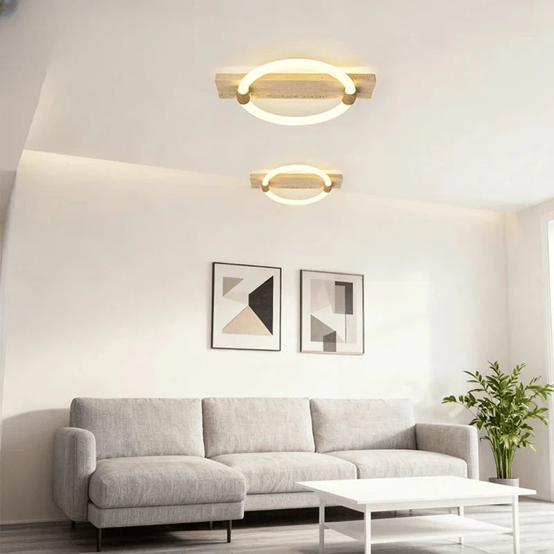 Verthara Premium Wabi-Sabi Natural Stone Round Ceiling Light L40cmx30cm