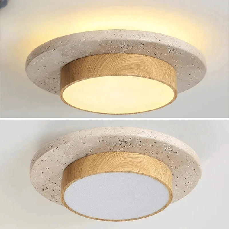 Verthara Premium Wabi-Sabi Stone Round Ceiling Light