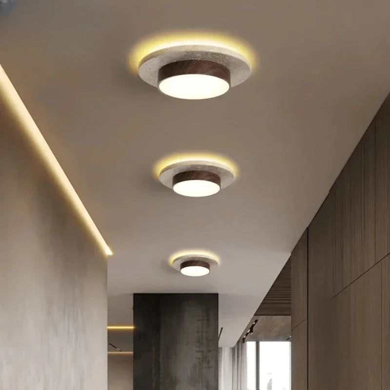 Verthara Premium Wabi-Sabi Stone Round Ceiling Light