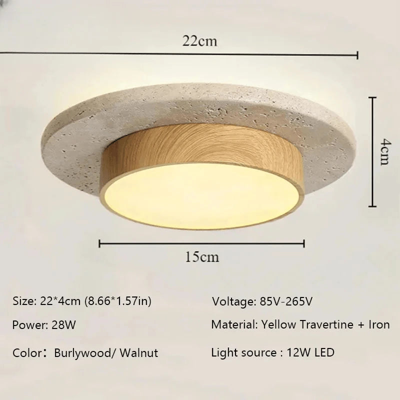 Verthara Premium Wabi-Sabi Stone Round Ceiling Light