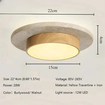Verthara Premium Wabi-Sabi Stone Round Ceiling Light