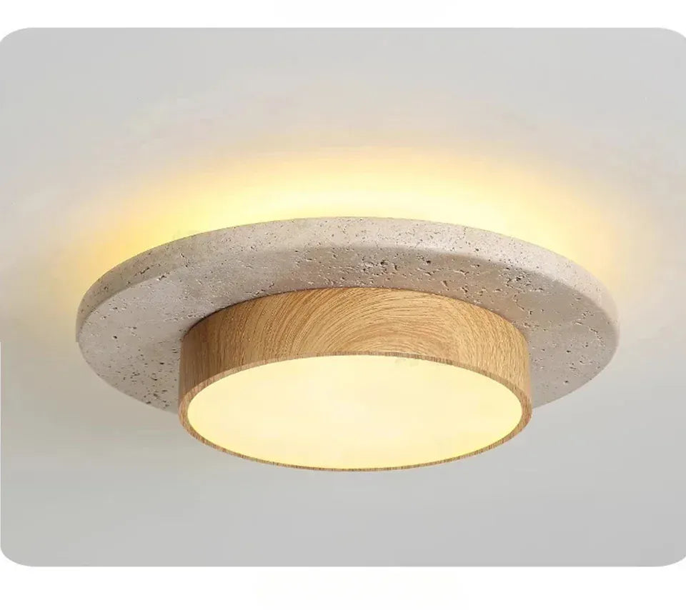 Verthara Premium Wabi-Sabi Stone Round Ceiling Light