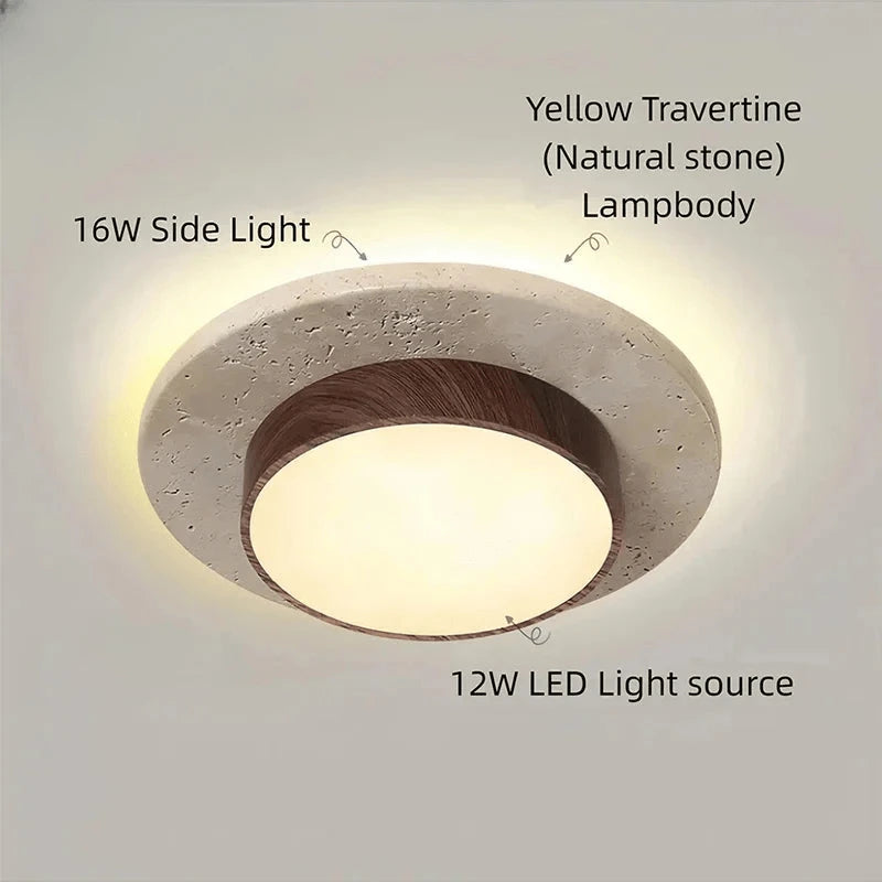Verthara Premium Wabi-Sabi Stone Round Ceiling Light