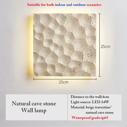 Verthara Premium Wabi-Sabi Travertine Stone Wall Light Yellow stone-Outdoor