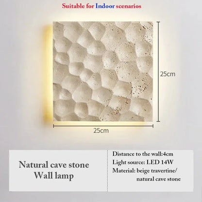 Verthara Premium Wabi-Sabi Travertine Stone Wall Light Yellow stone-Indoor