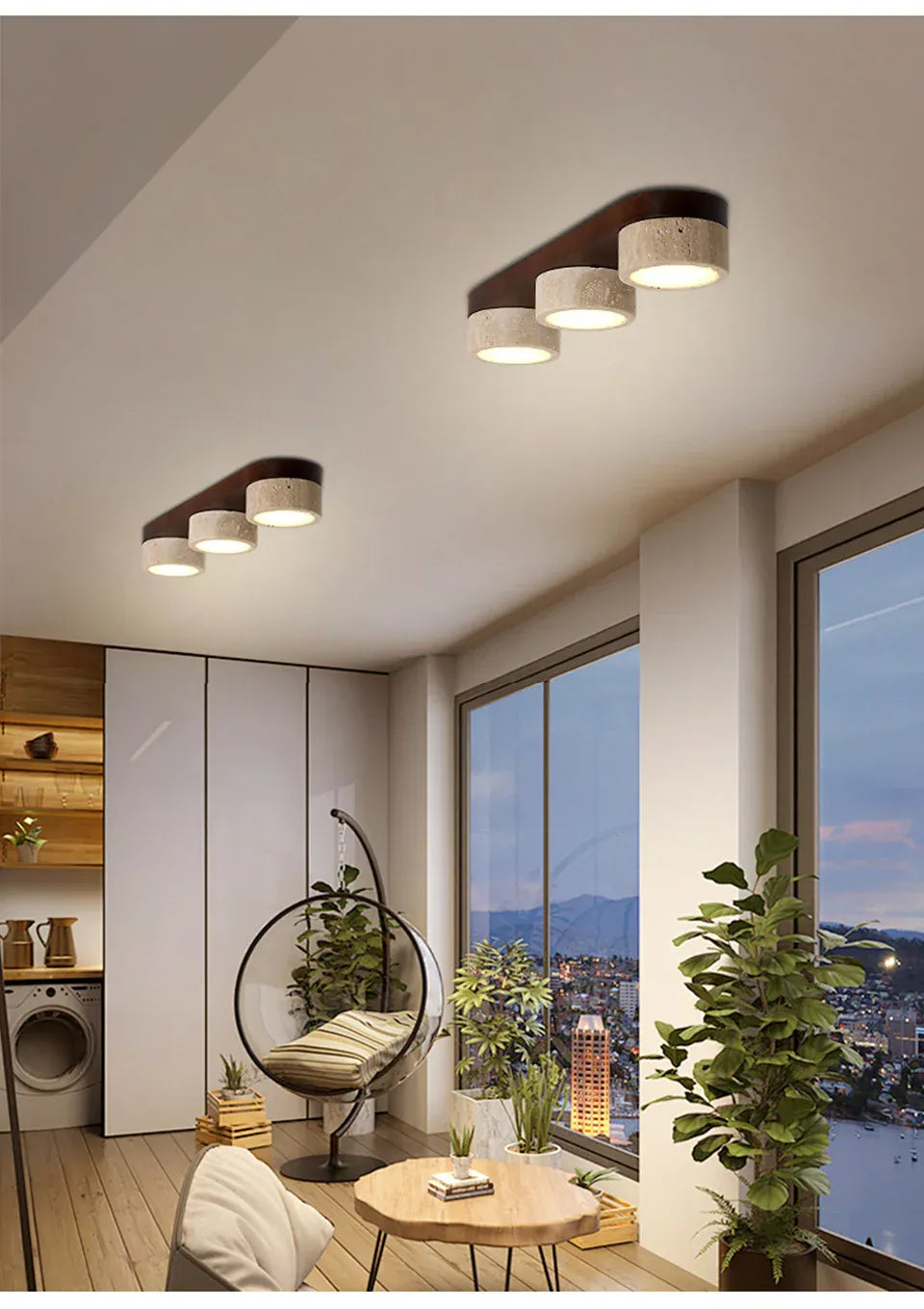 Verthara Premium Wabi-Sabi Travertine Strip Ceiling Light
