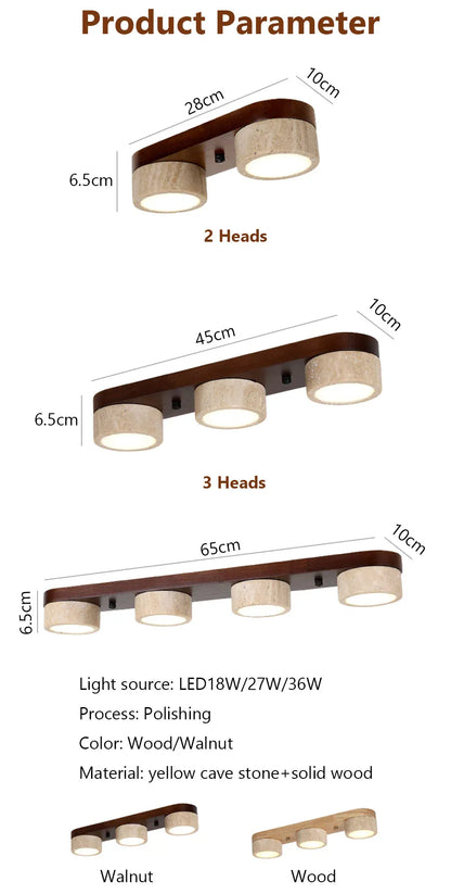 Verthara Premium Wabi-Sabi Travertine Strip Ceiling Light