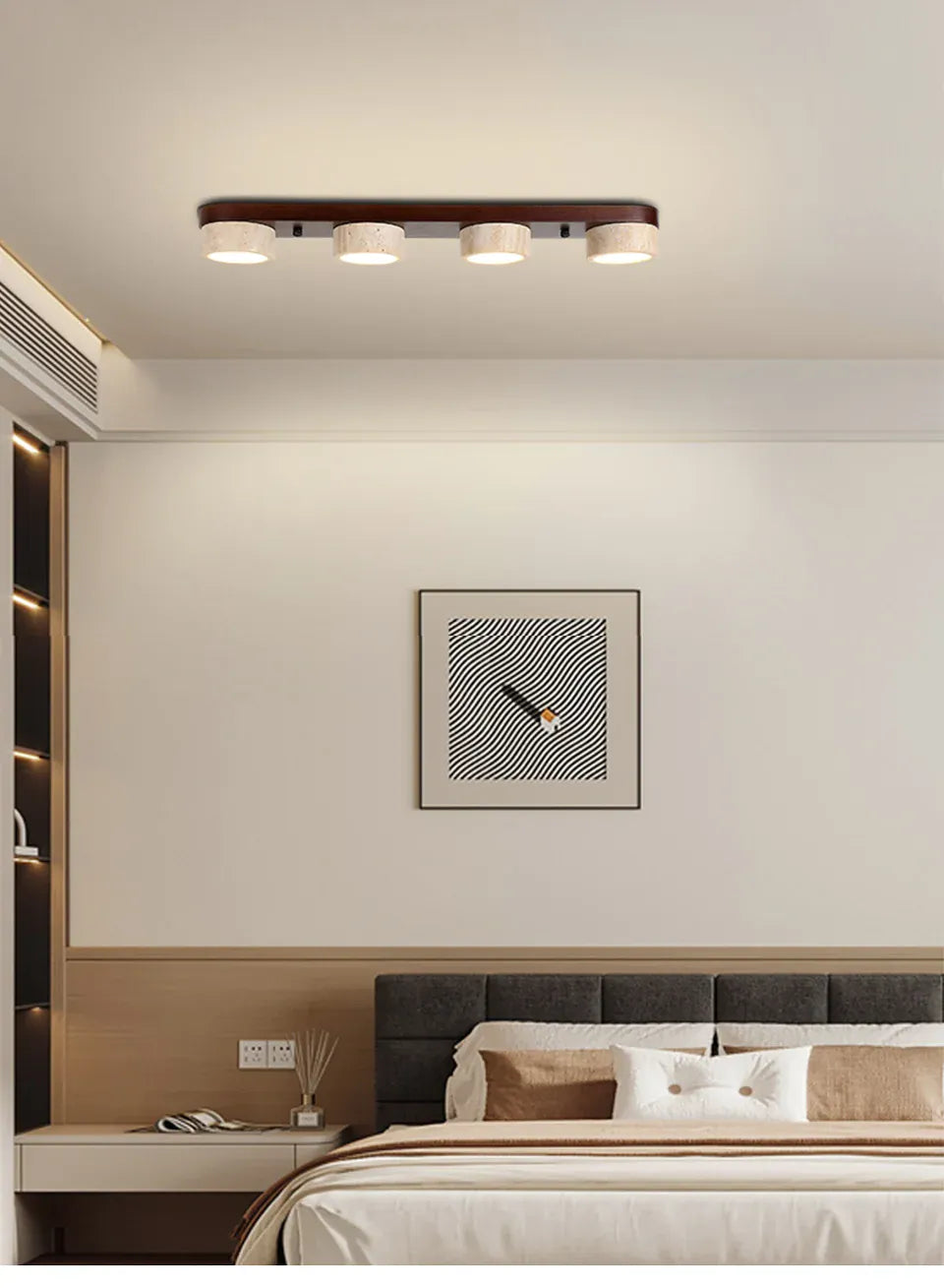 Verthara Premium Wabi-Sabi Travertine Strip Ceiling Light
