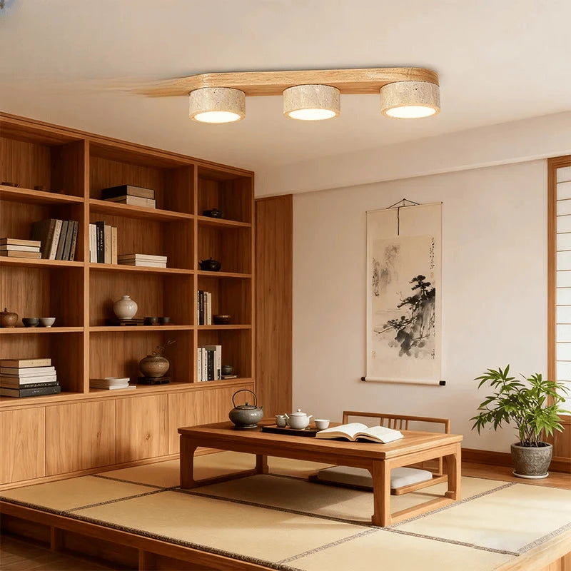 Verthara Premium Wabi-Sabi Travertine Strip Ceiling Light