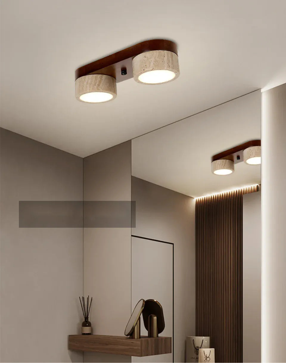 Verthara Premium Wabi-Sabi Travertine Strip Ceiling Light