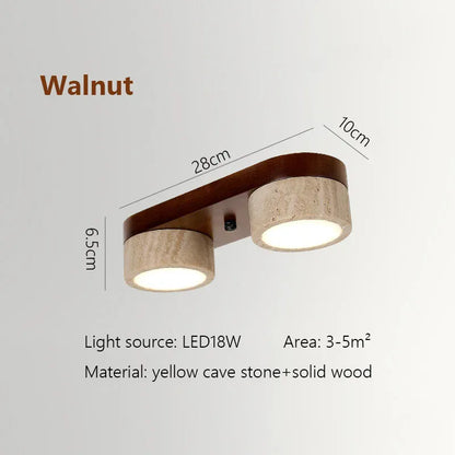 Verthara Premium Wabi-Sabi Travertine Strip Ceiling Light Walnut  28cm