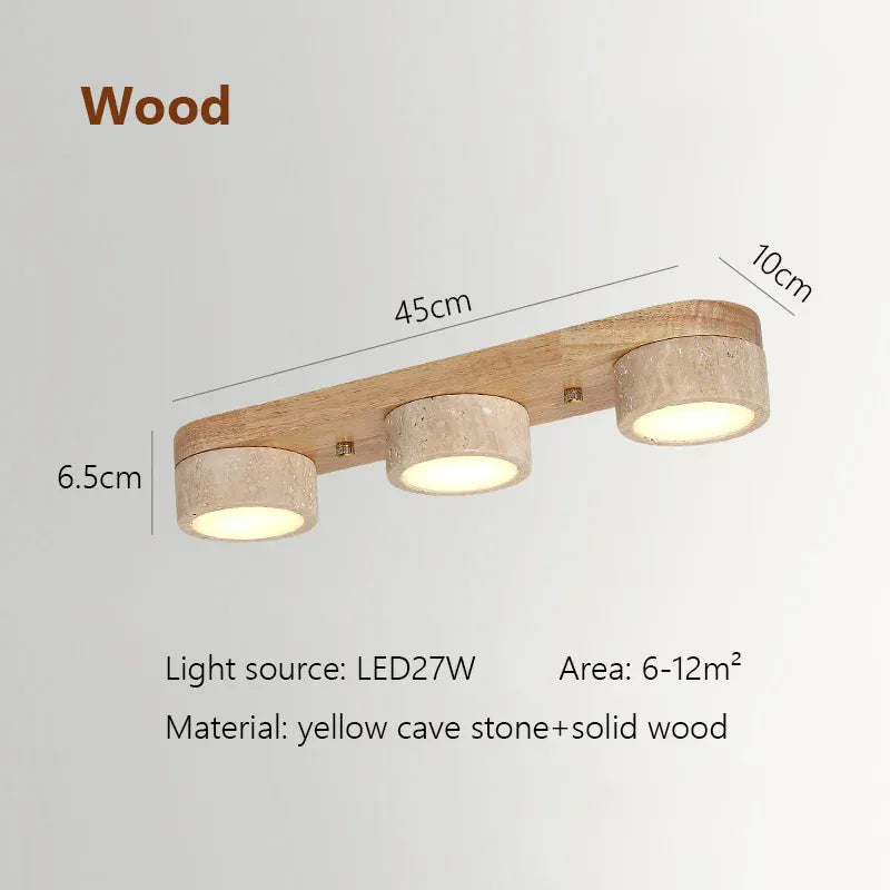 Verthara Premium Wabi-Sabi Travertine Strip Ceiling Light Wood  45cm