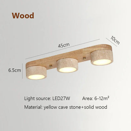 Verthara Premium Wabi-Sabi Travertine Strip Ceiling Light Wood  45cm